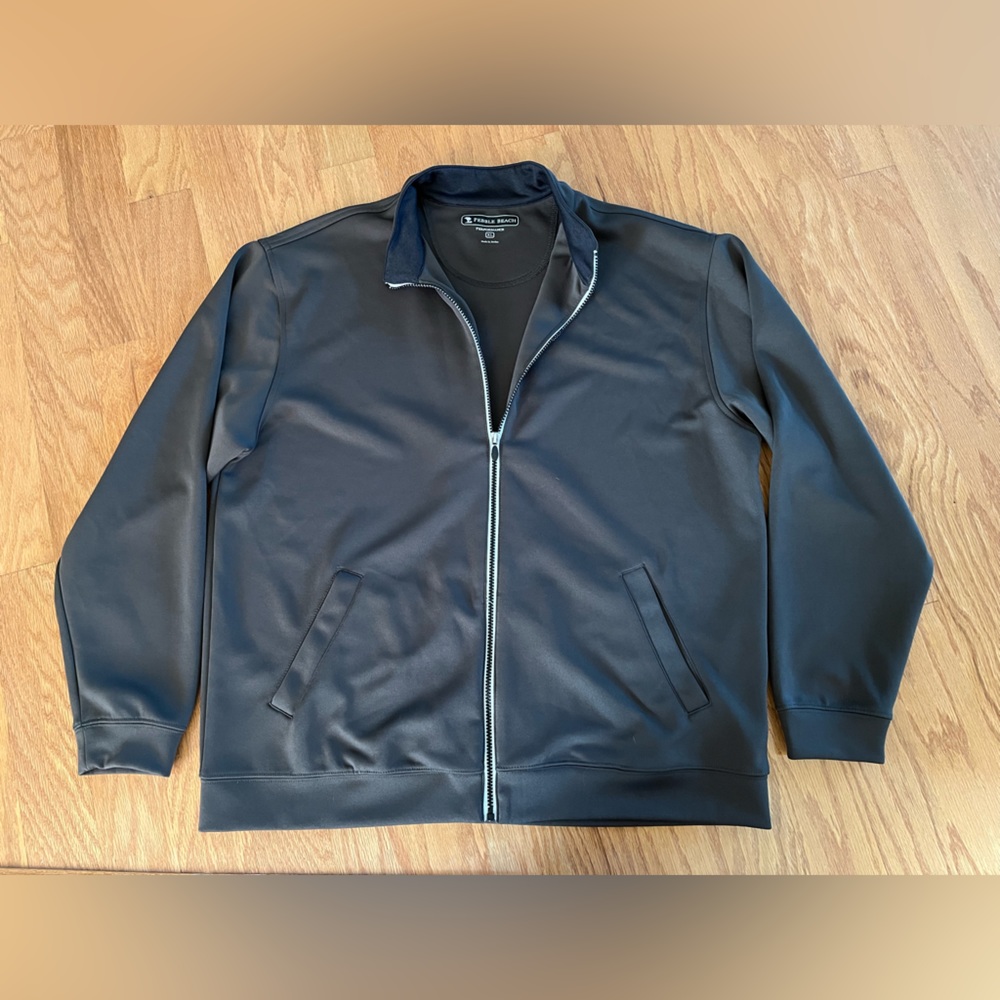 Pebble Beach- Dark Olive Green Zip Jacket. Size XL.